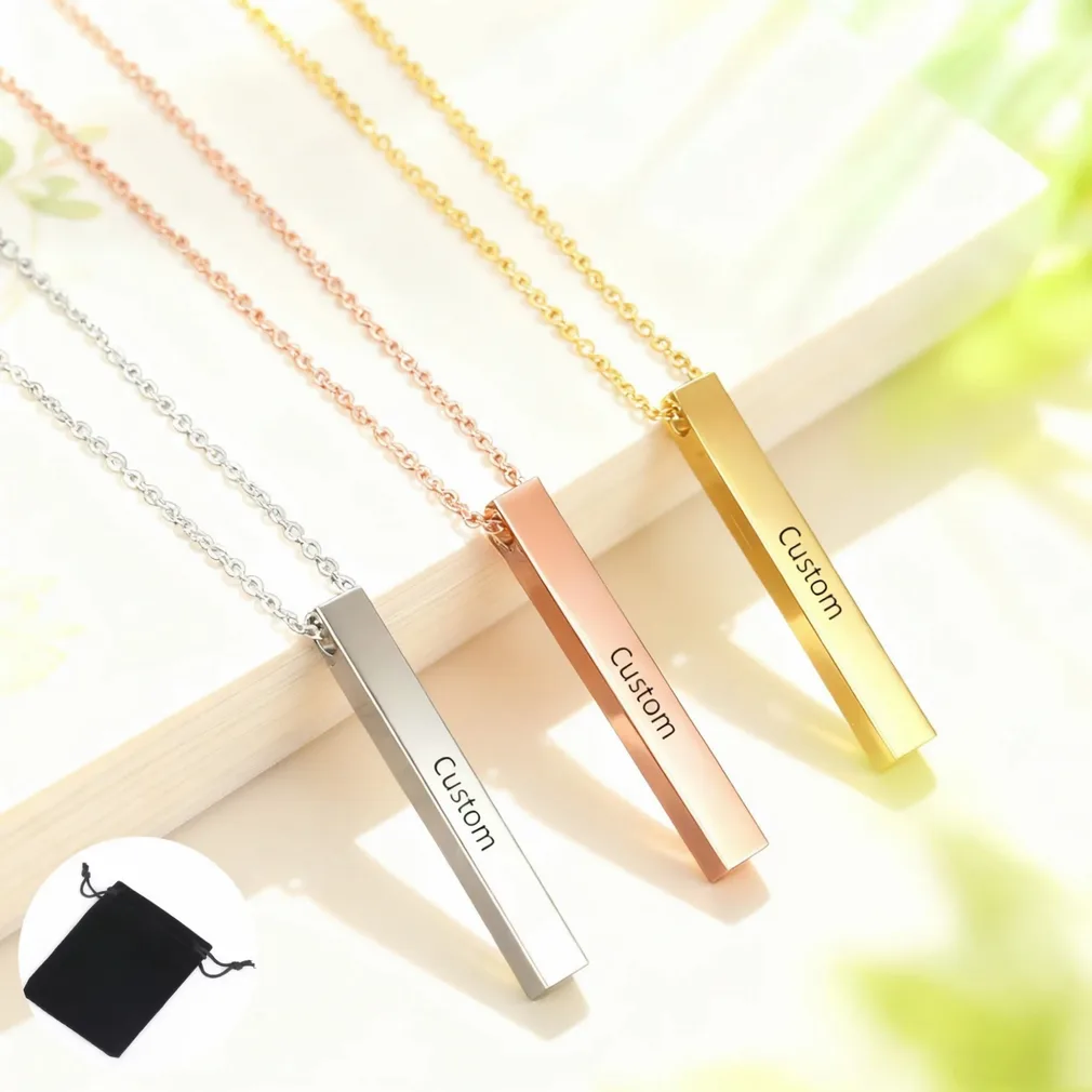 Collier acier gravable prénom & date personnalisables — vue 4 — Gemzara