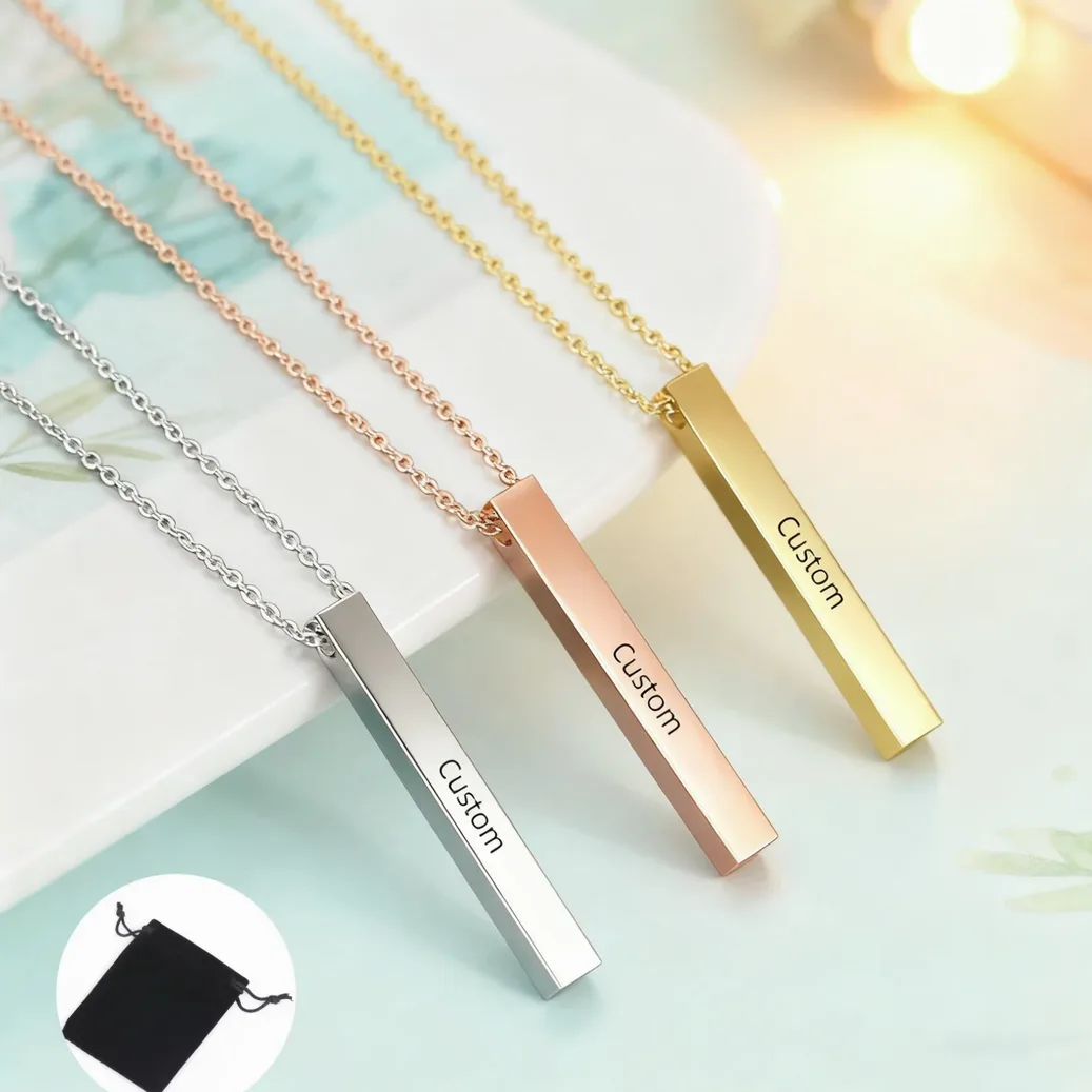 Collier acier gravable prénom & date personnalisables — vue 5 — Gemzara