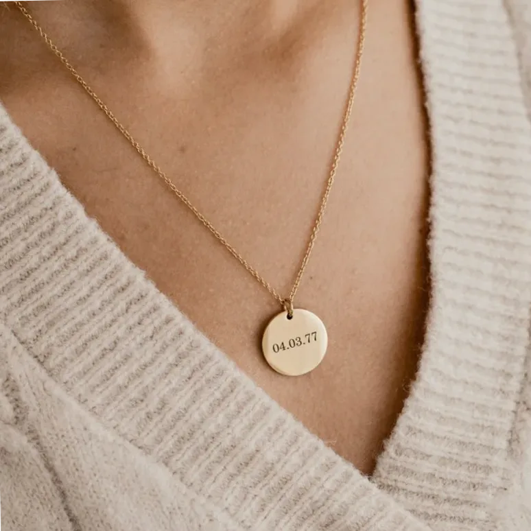 Collier acier gravable prénom – disque personnalisable