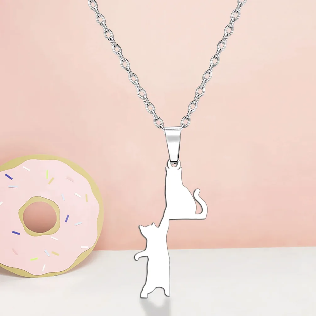 Collier acier gravé prénom chat – personnalisable — vue 2 — Gemzara