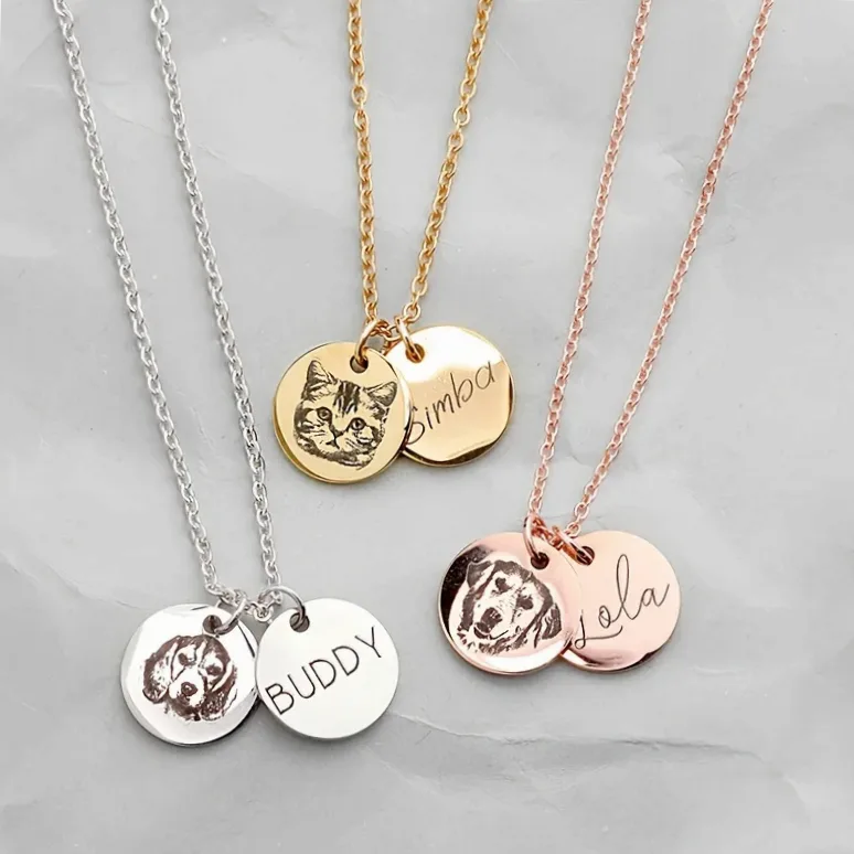 Collier acier inox gravable photo & prénom animal — vue 2 — Gemzara
