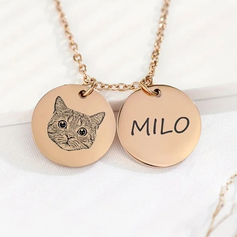 Collier acier inox gravable photo & prénom animal — vue 3 — Gemzara