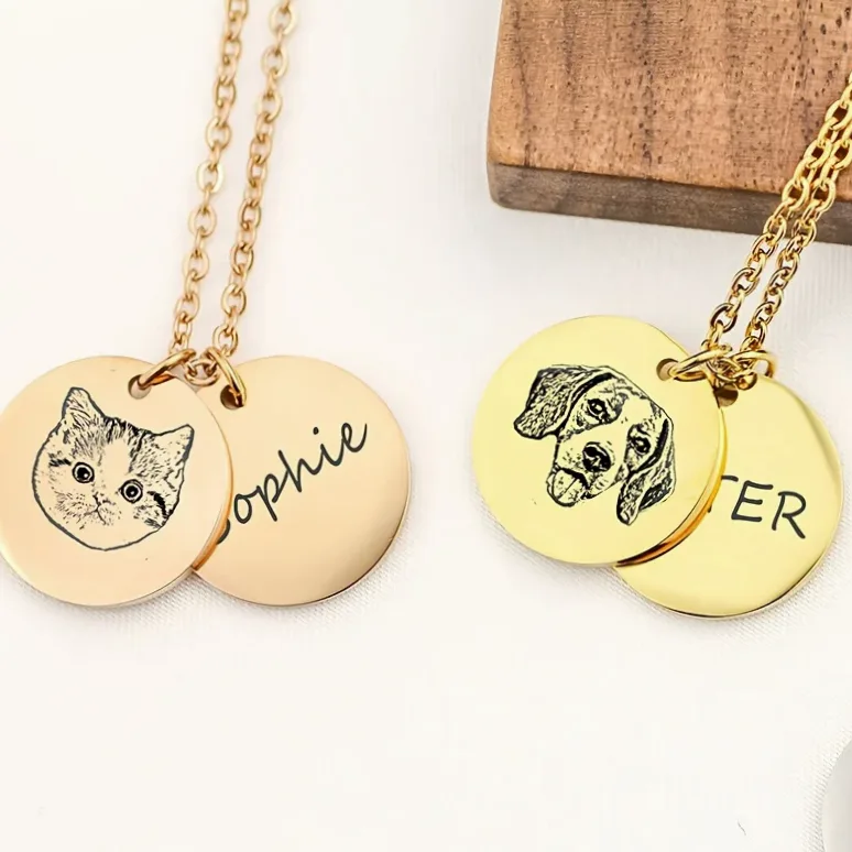 Collier acier inox gravable photo & prénom animal — vue 4 — Gemzara