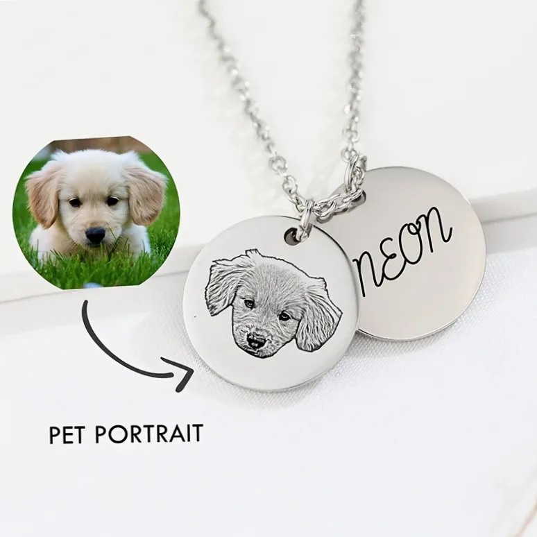 Collier acier inox gravable photo & prénom animal — vue 5 — Gemzara