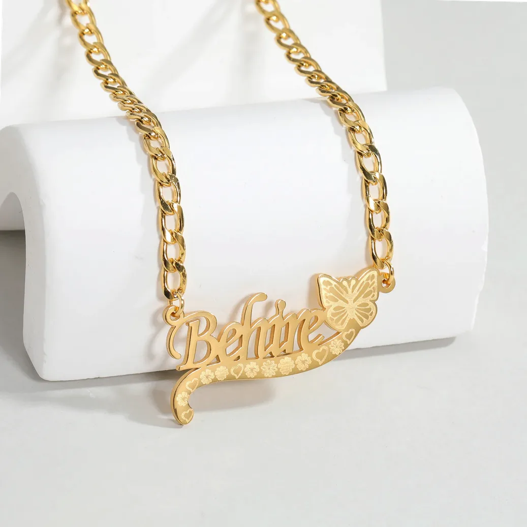 Collier acier inoxydable gravable au prénom pour couple — vue 4 — Gemzara
