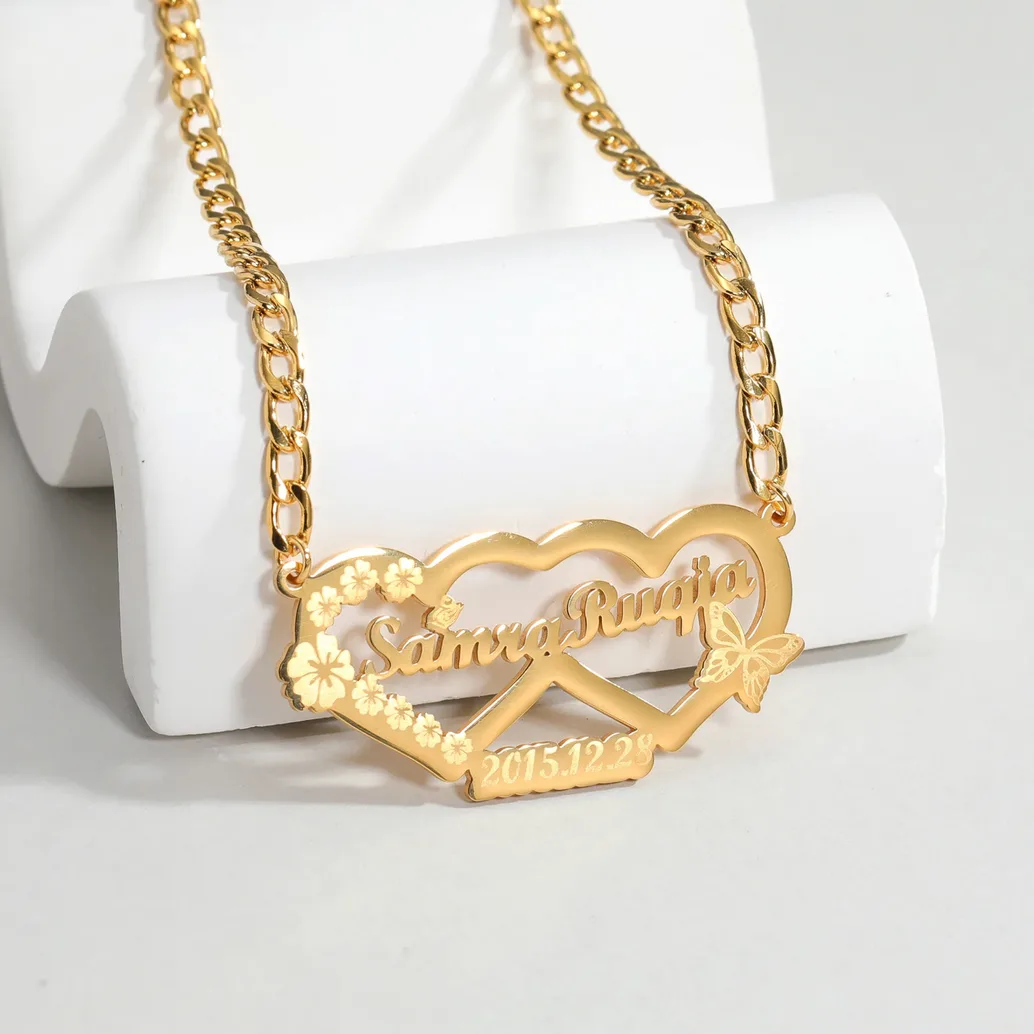 Collier acier inoxydable gravable au prénom pour couple — vue 5 — Gemzara