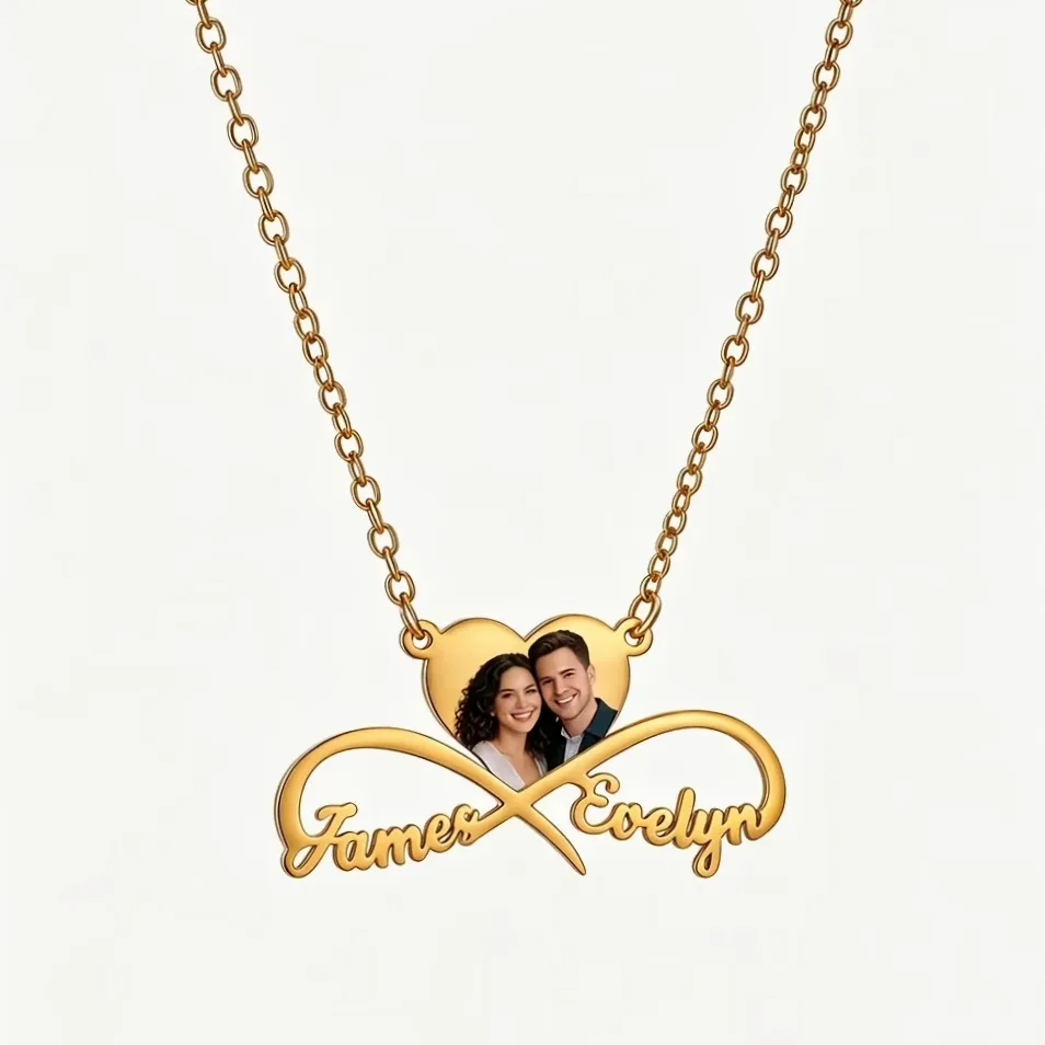 Collier acier inoxydable gravable prénom & date cœur — vue 5 — Gemzara
