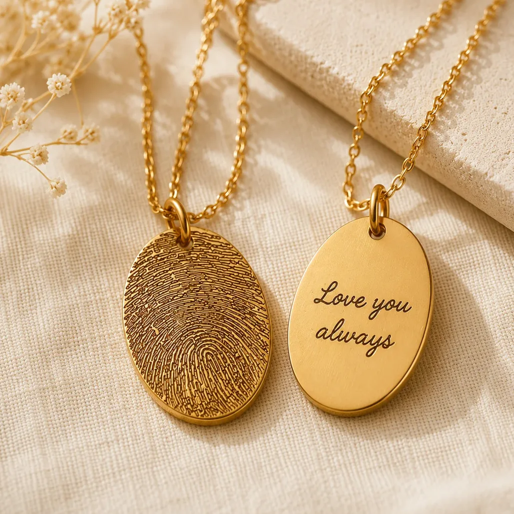 Collier acier inoxydable personnalisable empreinte digitale — vue 3 — Gemzara