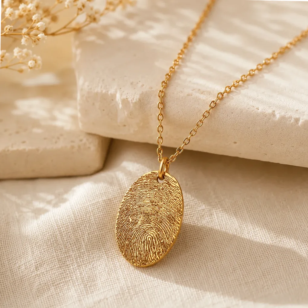 Collier acier inoxydable personnalisable empreinte digitale — vue 4 — Gemzara