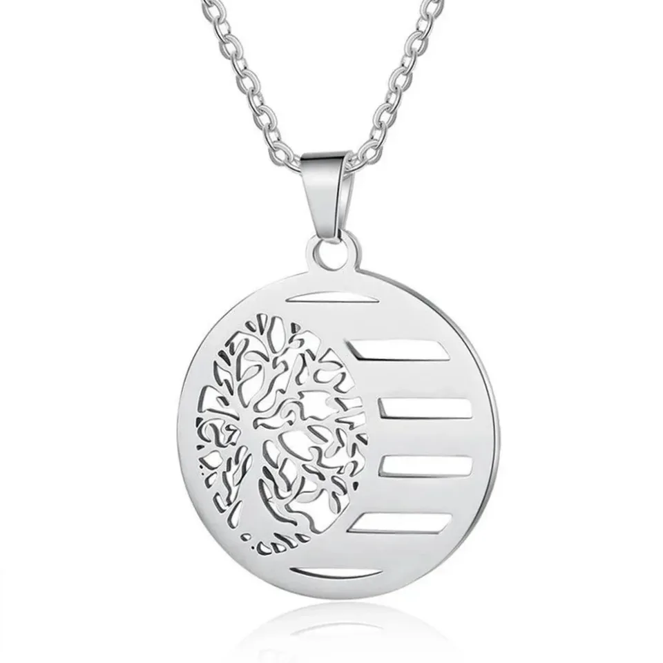 Collier arbre de vie en acier doré – gravure prénom personnalisable — vue 5 — Gemzara