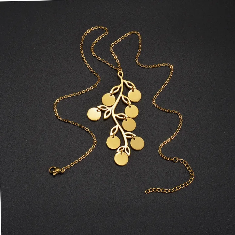 Collier arbre généalogique en acier gravé prénom/date — vue 2 — Gemzara