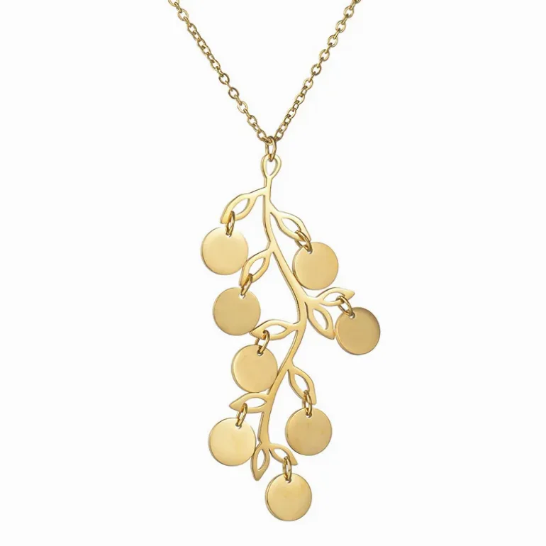 Collier arbre généalogique en acier gravé prénom/date — vue 4 — Gemzara