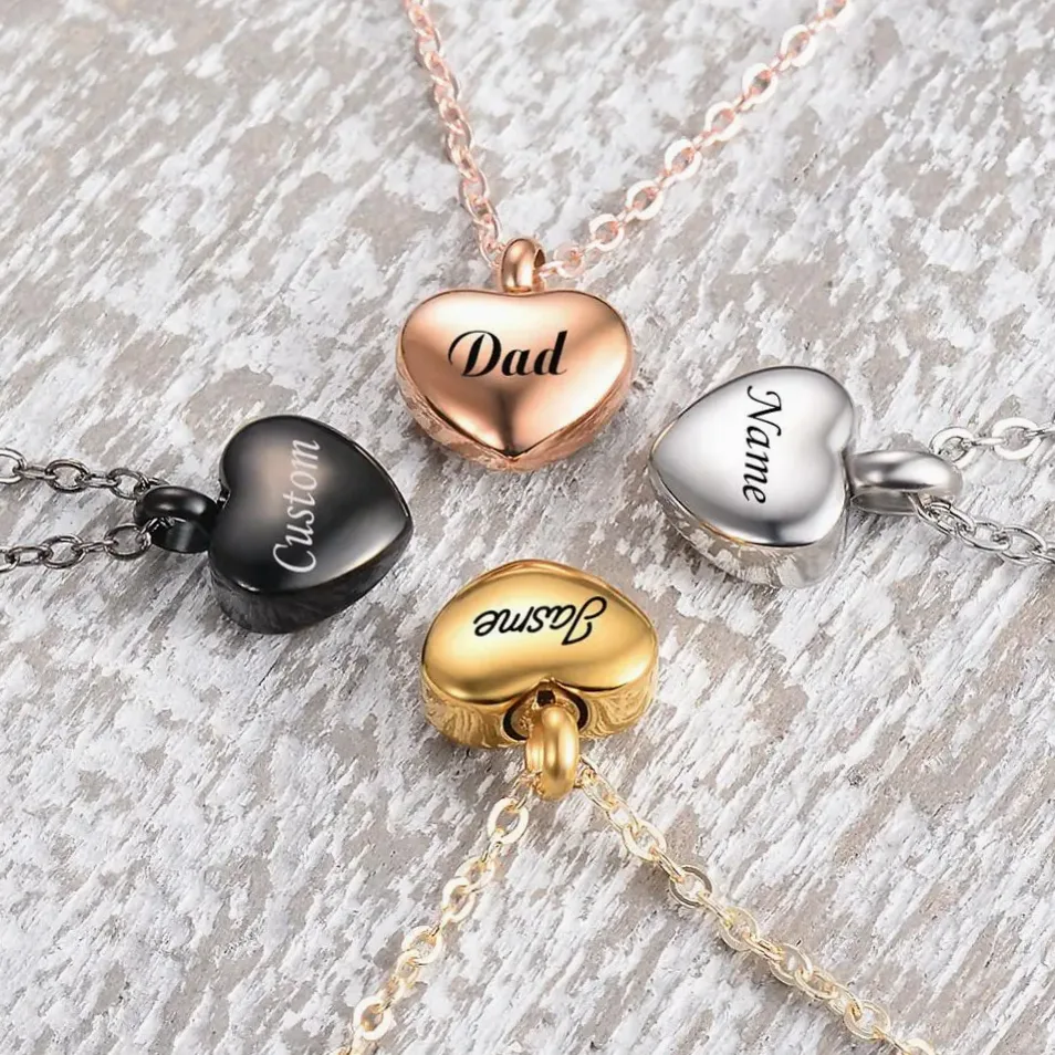 Collier cœur acier gravé prénom/date — vue 3 — Gemzara