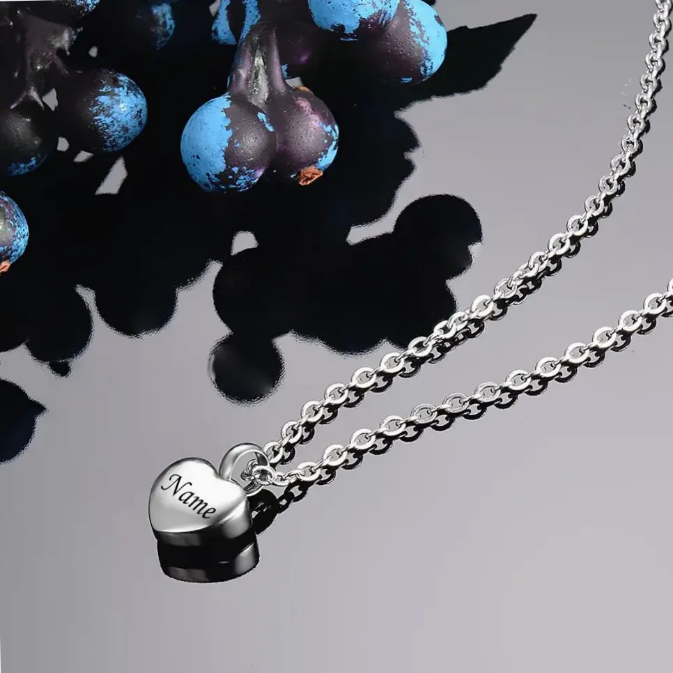 Collier cœur acier gravé prénom/date — vue 5 — Gemzara