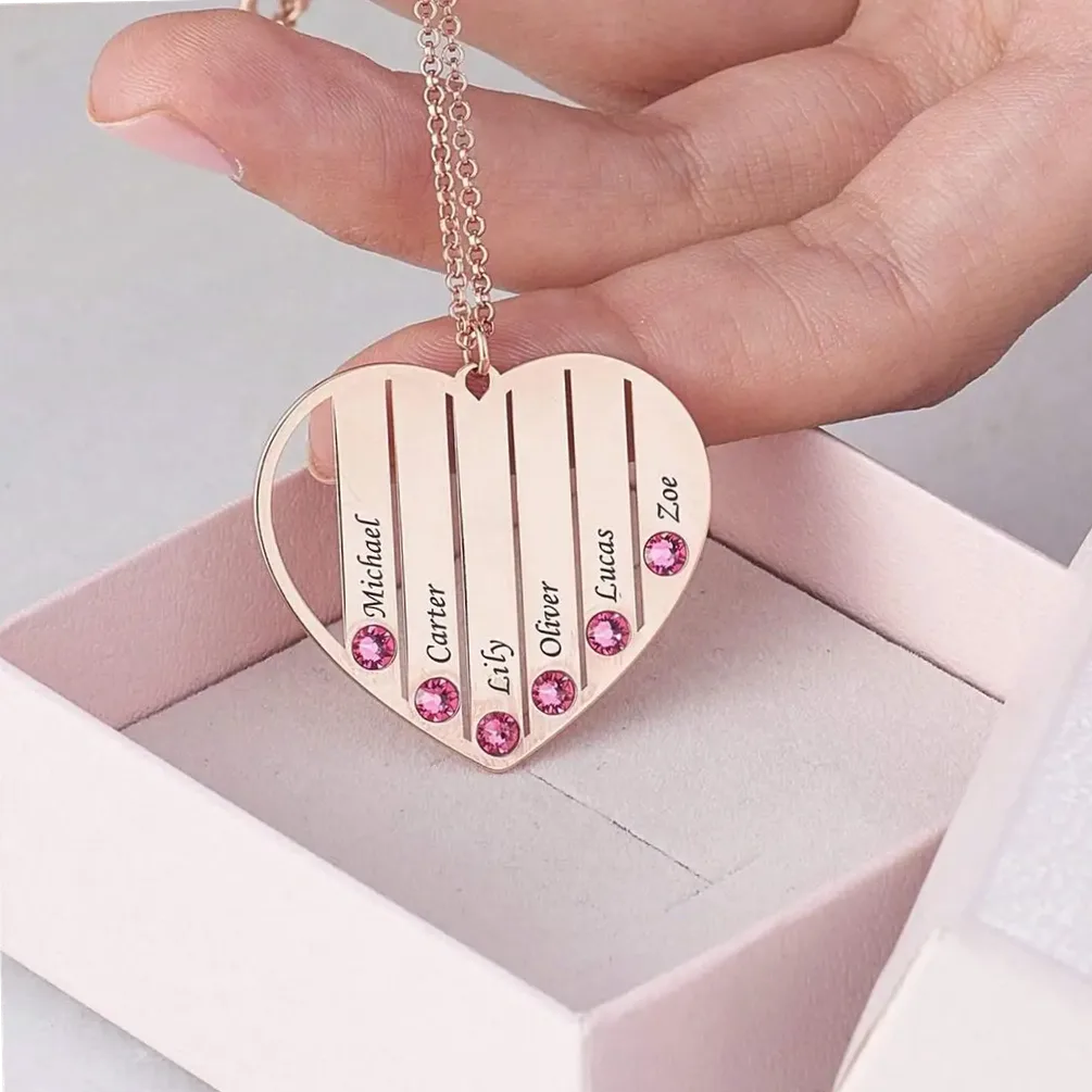 Collier cœur gravable au prénom et date — vue 2 — Gemzara