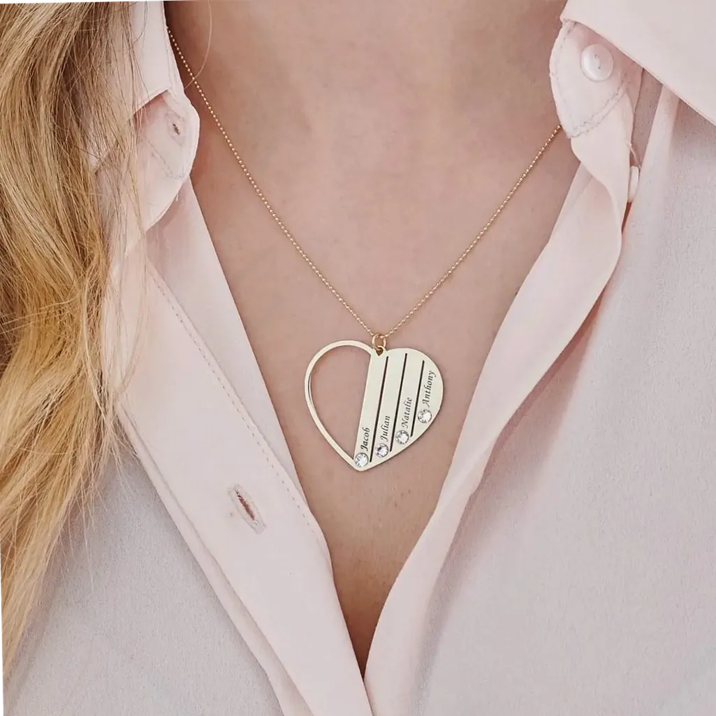 Collier cœur gravable au prénom et date — vue 4 — Gemzara