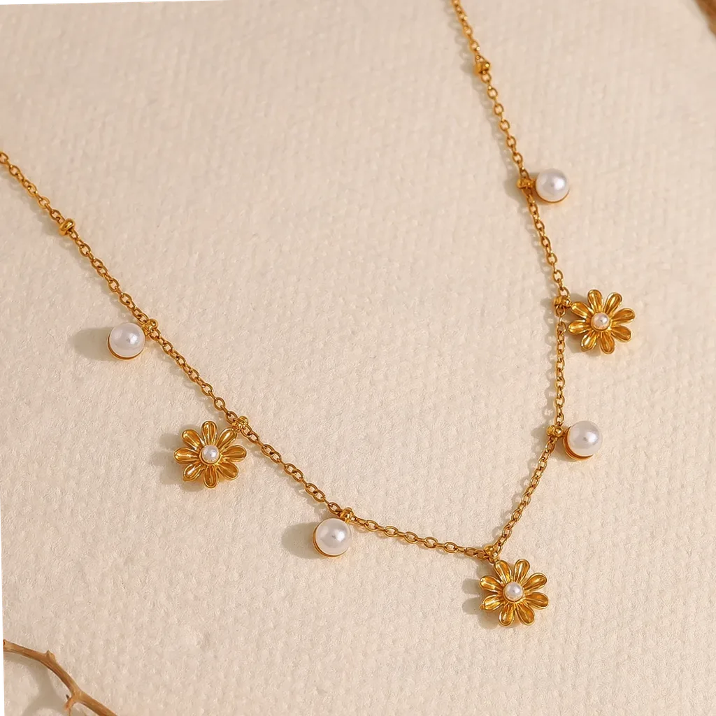 WILD & FREE Perle charme dame collier en acier inoxydable Vintage porté autour du cou