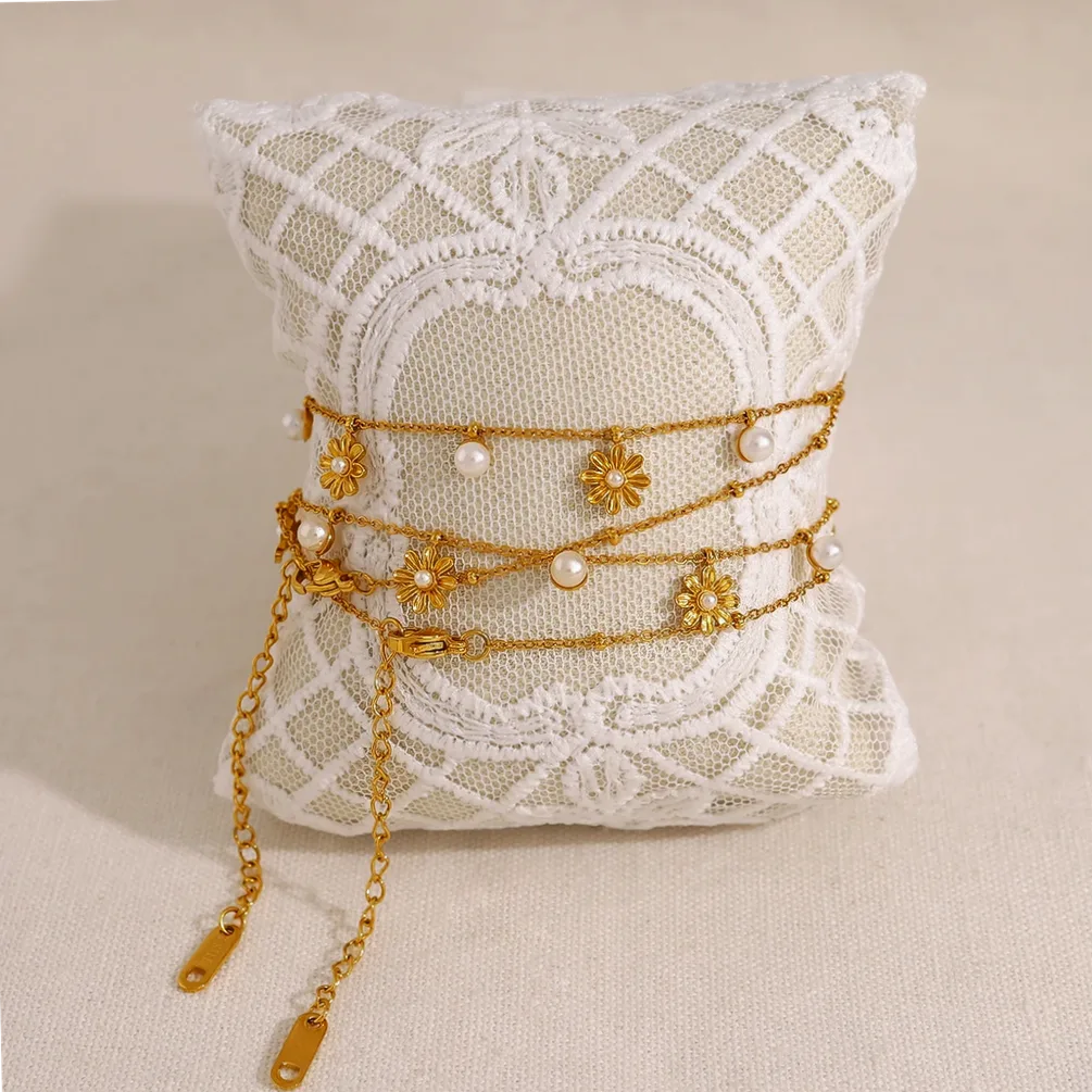 WILD & FREE Perle charme dame collier en acier inoxydable Vintage — vue d’échelle et dimensions