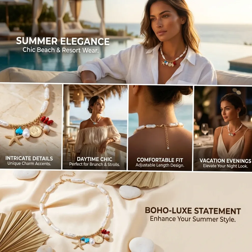 Collier Bohème Baroque en Perles d'Imitation pour Femme, Pendentif — présentation et emballage cadeau