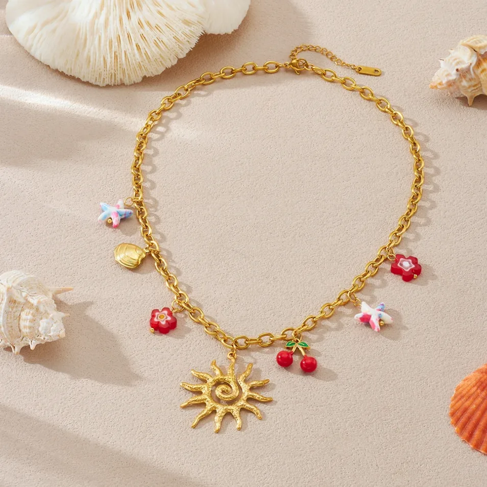 LAMENGLY classique spirale soleil Totem étoile de mer cerisier fleur — Größen- und Maßansicht