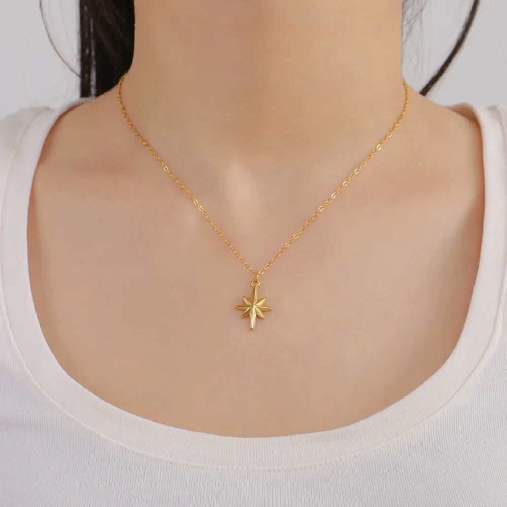 Halskette Stern Anhänger pavé Strass Damen aus Edelstahl — Gemzara