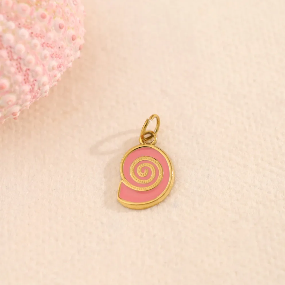 pandantive scoică aurie email roz set 3 — Gemzara