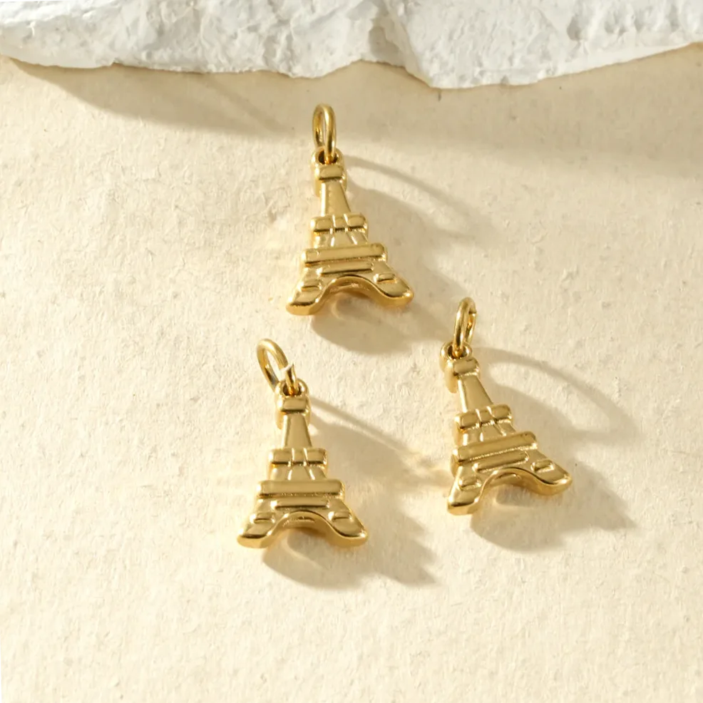 Set 3 pandantive aurii Tour Eiffel minimaliste — Gemzara