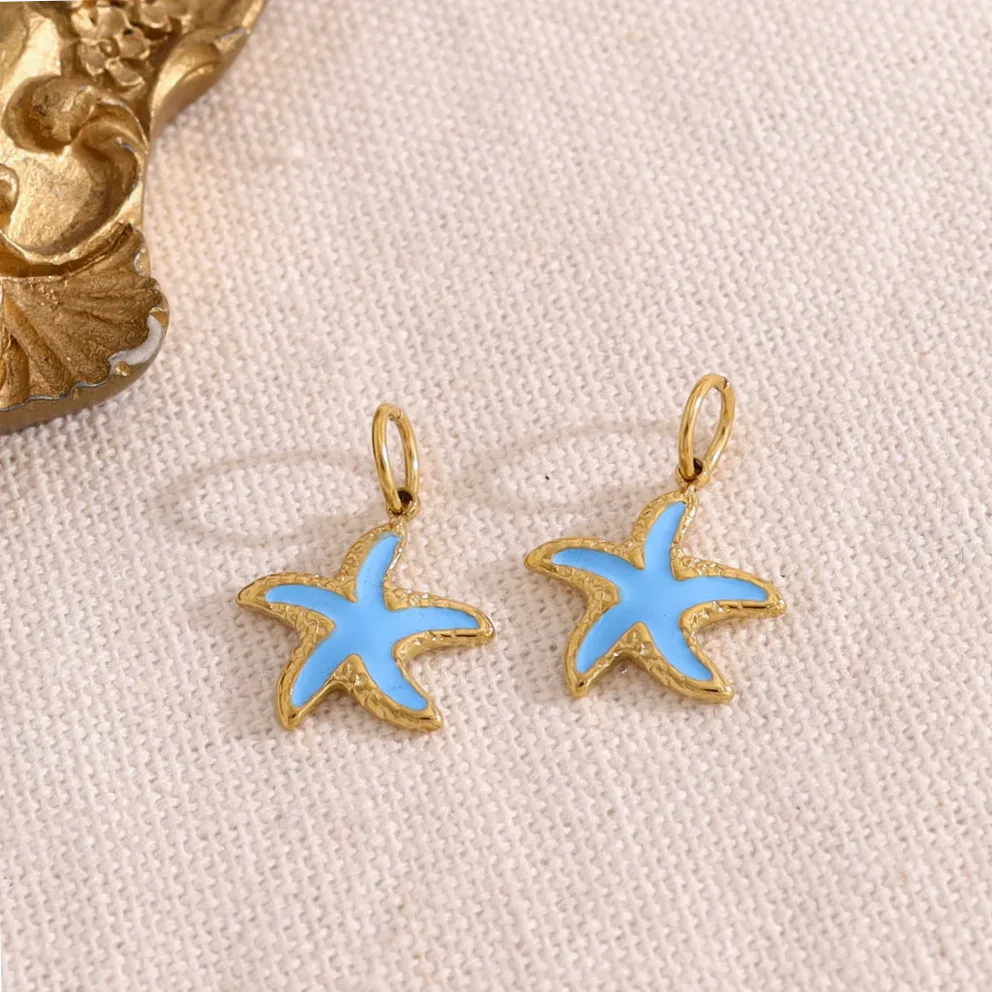 Pingentes estrela do mar azul conjunto 3 peças