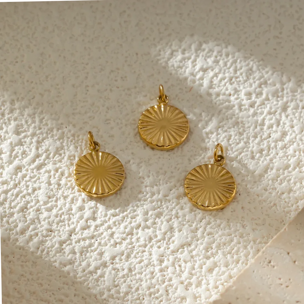 Set 3 pandantive medalion rotund auriu din Oțel inoxidabil — Gemzara