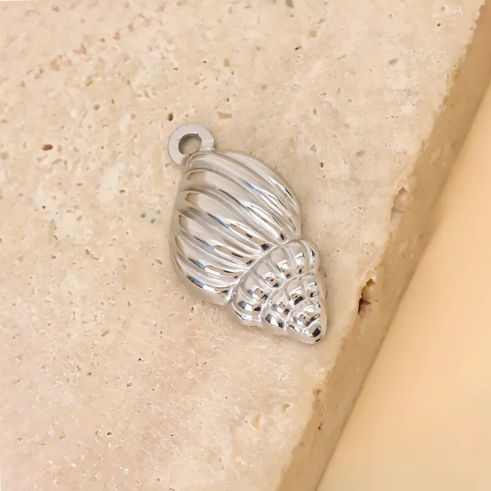 Lot de 3 Pendnetifs Coquillage Spirale Argenté — Gemzara