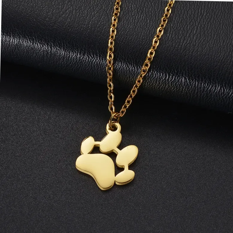 Pendentif acier gravé empreinte & prénom pour animal — vue 2 — Gemzara