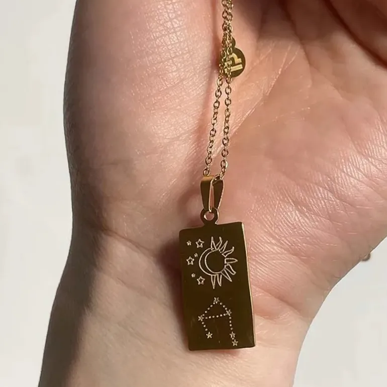 Geometrický prívesok z nerezovej ocele - Horoskop 12 súhvezdí nosené na krku