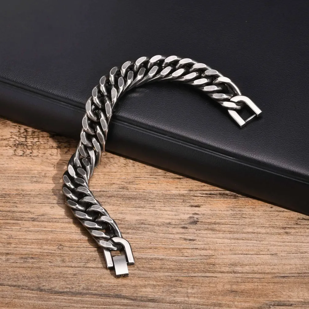 Bracciale Cubano in Acciaio Inossidabile per Uomo e Ragazzo — presentazione e confezione regalo